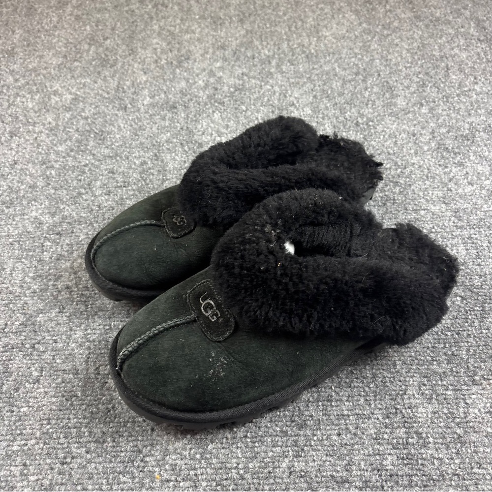 UGGS Women’s Black Coquette Shearling Lined Slip On Slipper size: 7 - Picture 1 of 12
